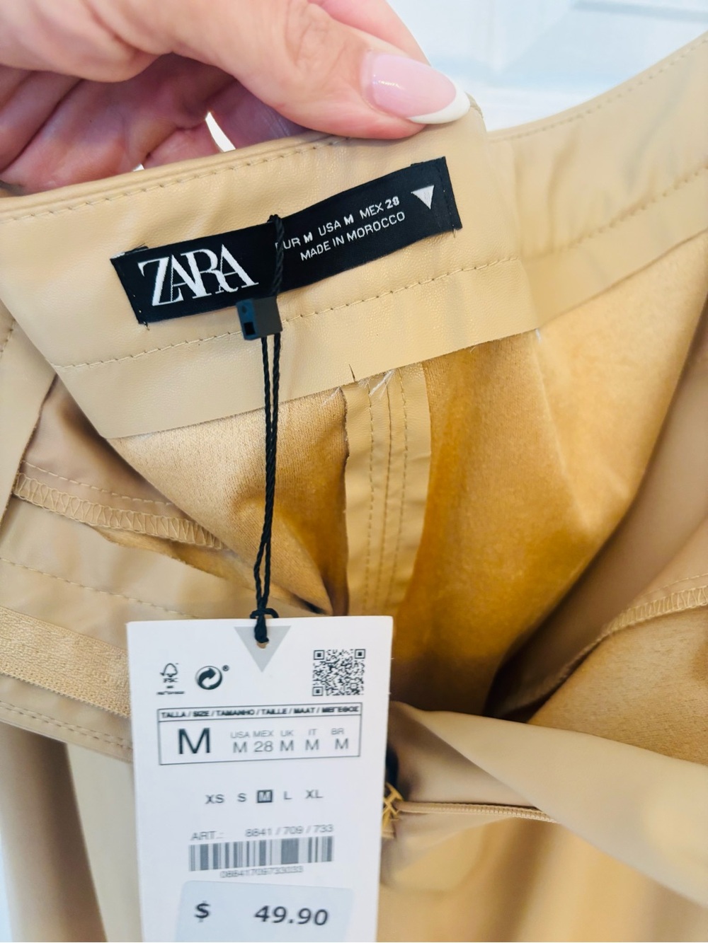 Zara‎ Camel Faux Leather Maxi Skirt Capsule Quiet Luxury Preppy Casual - Picture 3 of 8